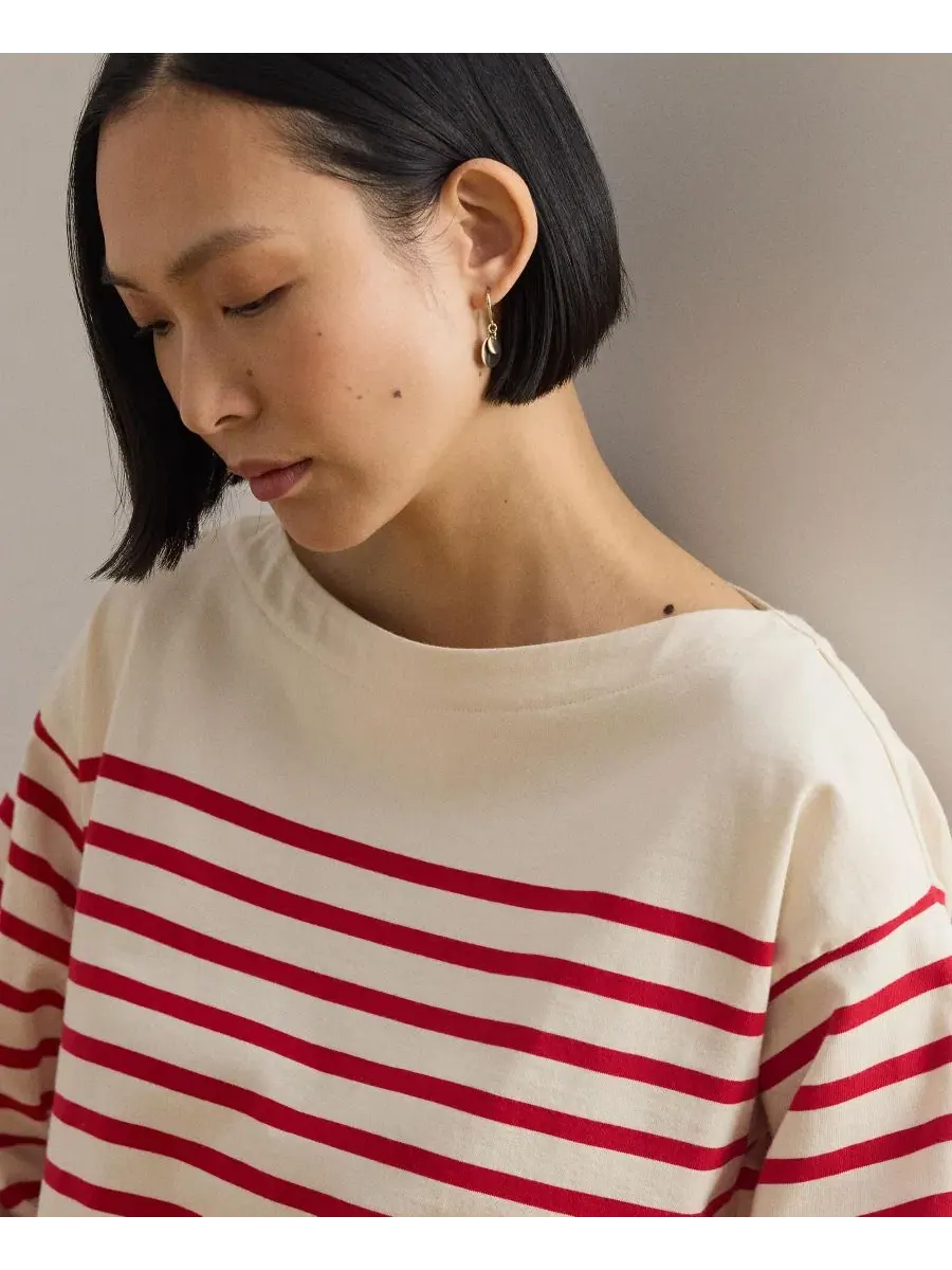Женская блузка с длинными рукавами и вырезом-лодочкой Lauren Ralph Lauren — изображение 5 из 6, кремовый/красный