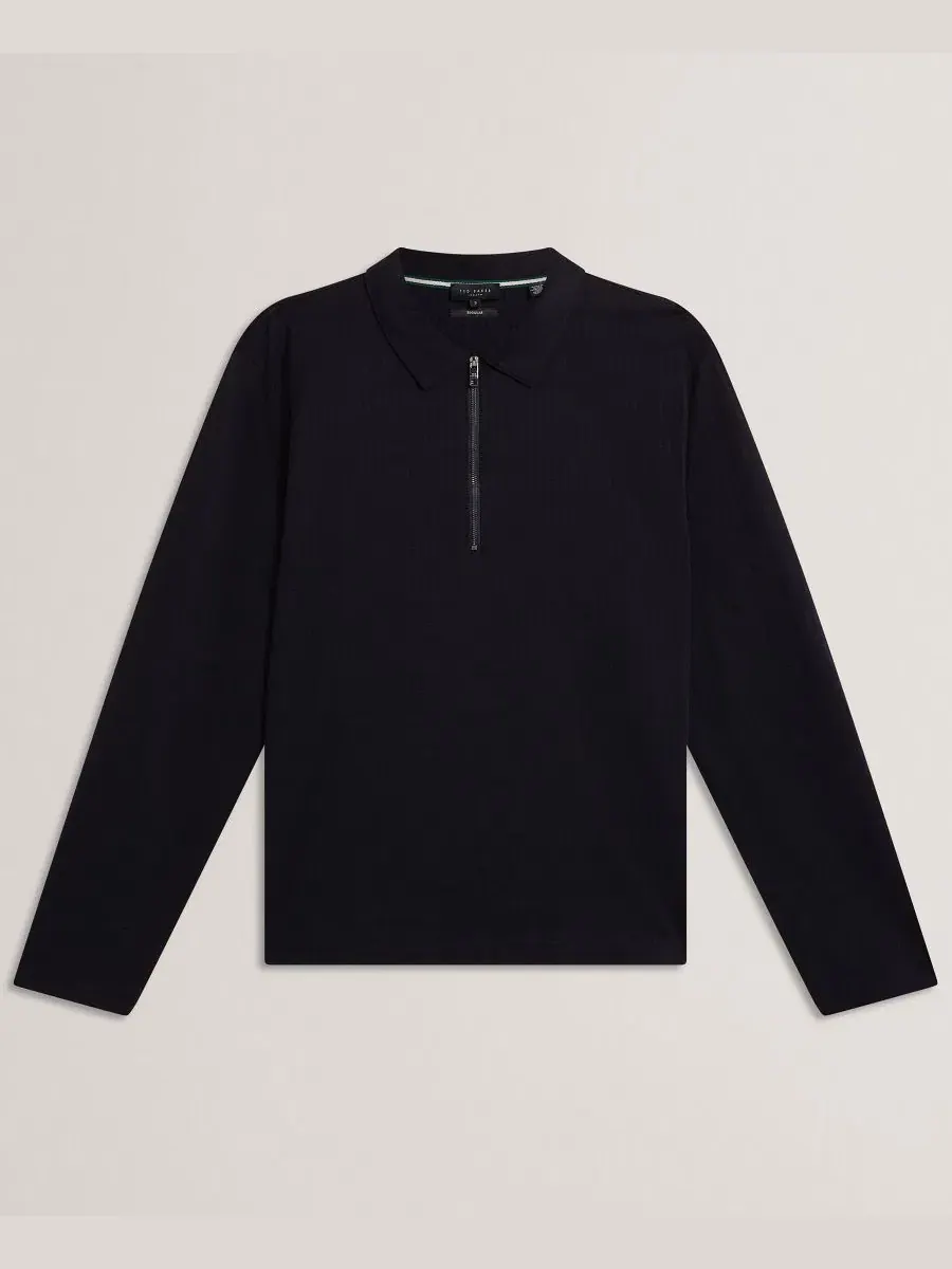 Мужская рубашка-поло с длинными рукавами Ted Baker — изображение 5 из 5, черный