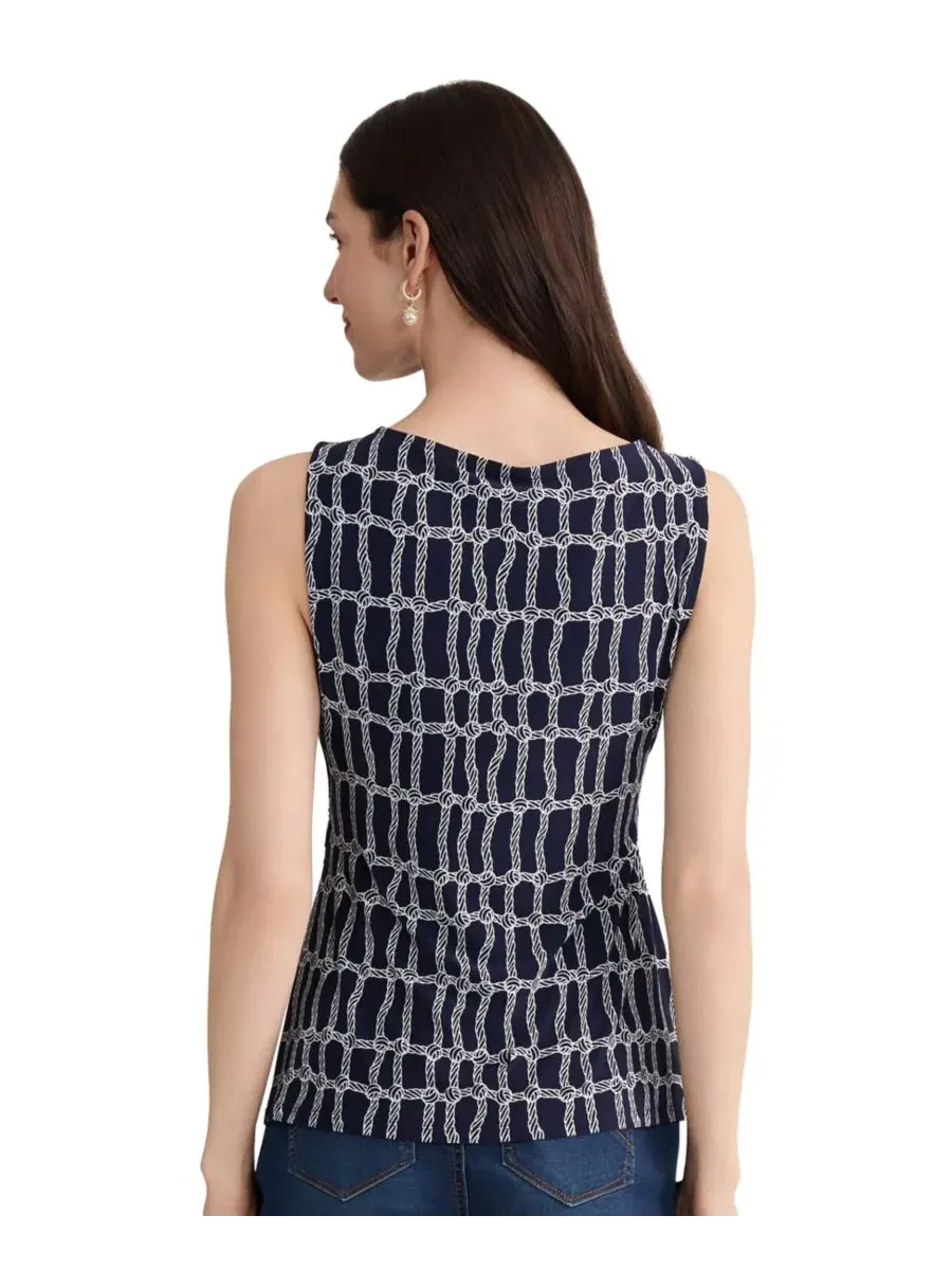 Топ без рукавов с принтом, модель Petite Sleeveless Side-Ruched Printed Tank Top Jones New York — изображение 4 из 4
