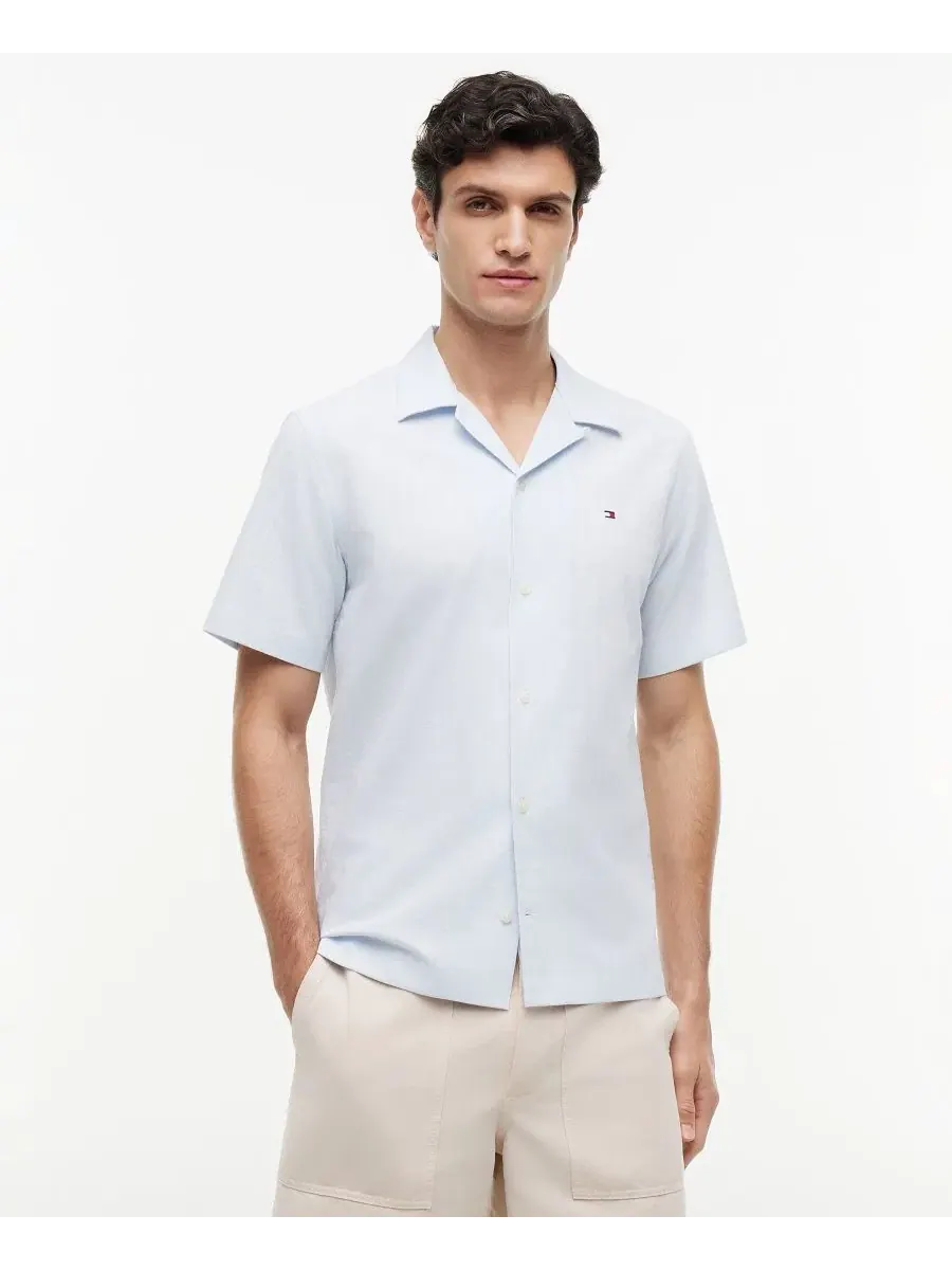 Мужская рубашка из хлопка и льна Tommy Hilfiger