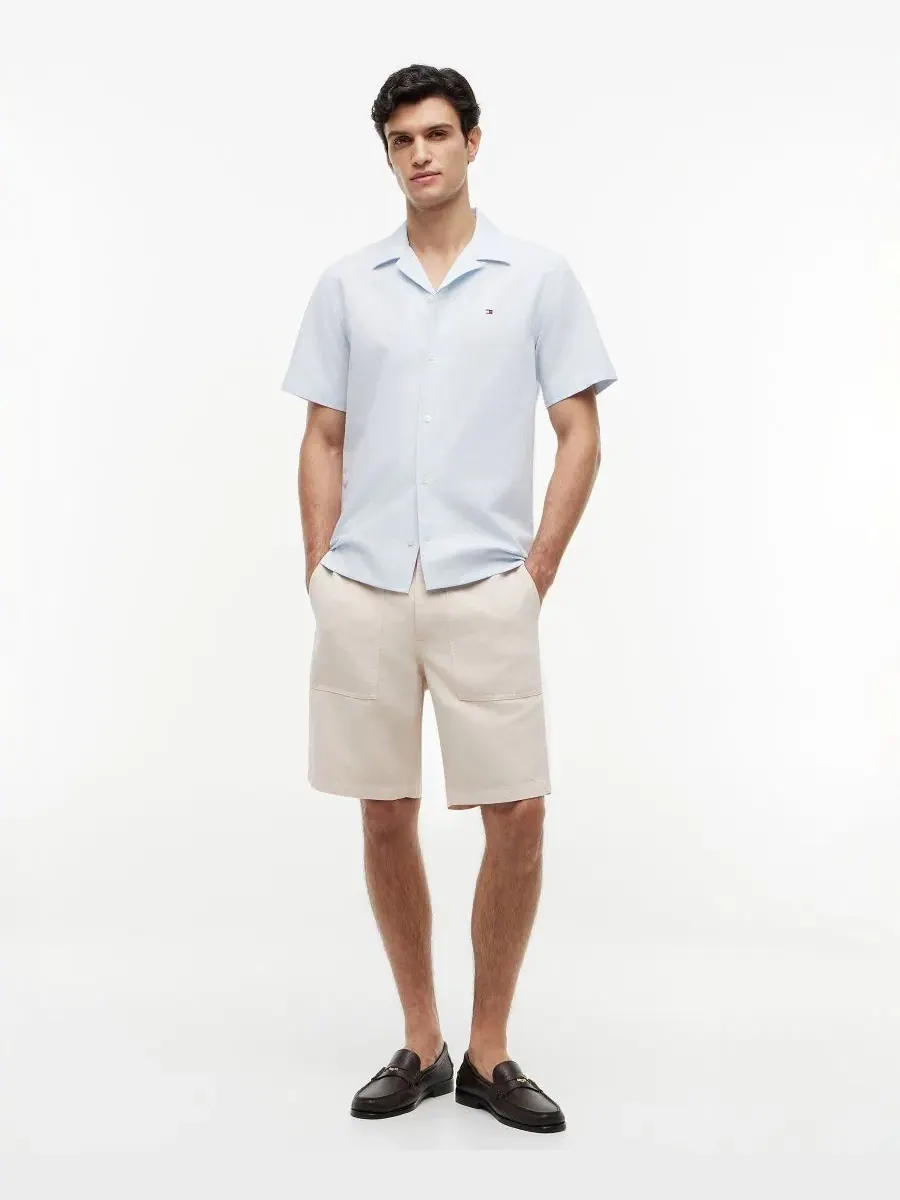 Мужская рубашка из хлопка и льна Tommy Hilfiger — изображение 2 из 4, синий
