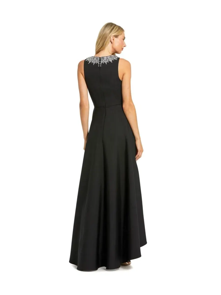 Платье-макси с высокой горловиной, с пайетками, Petite Crepe Embellished Neck High Low Gown Mac — изображение 2 из 3, черный