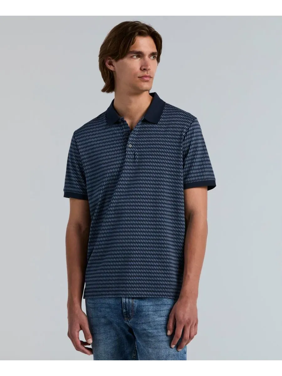 Мужское поло из жаккардового хлопка в полоску Perry Ellis — изображение 1 из 4, сапфировый