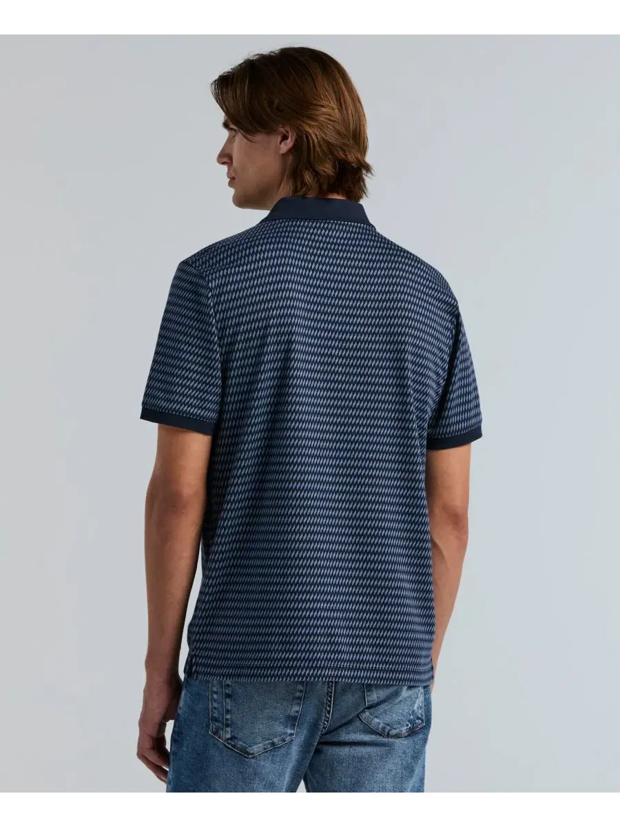 Мужское поло из жаккардового хлопка в полоску Perry Ellis — изображение 4 из 4, сапфировый