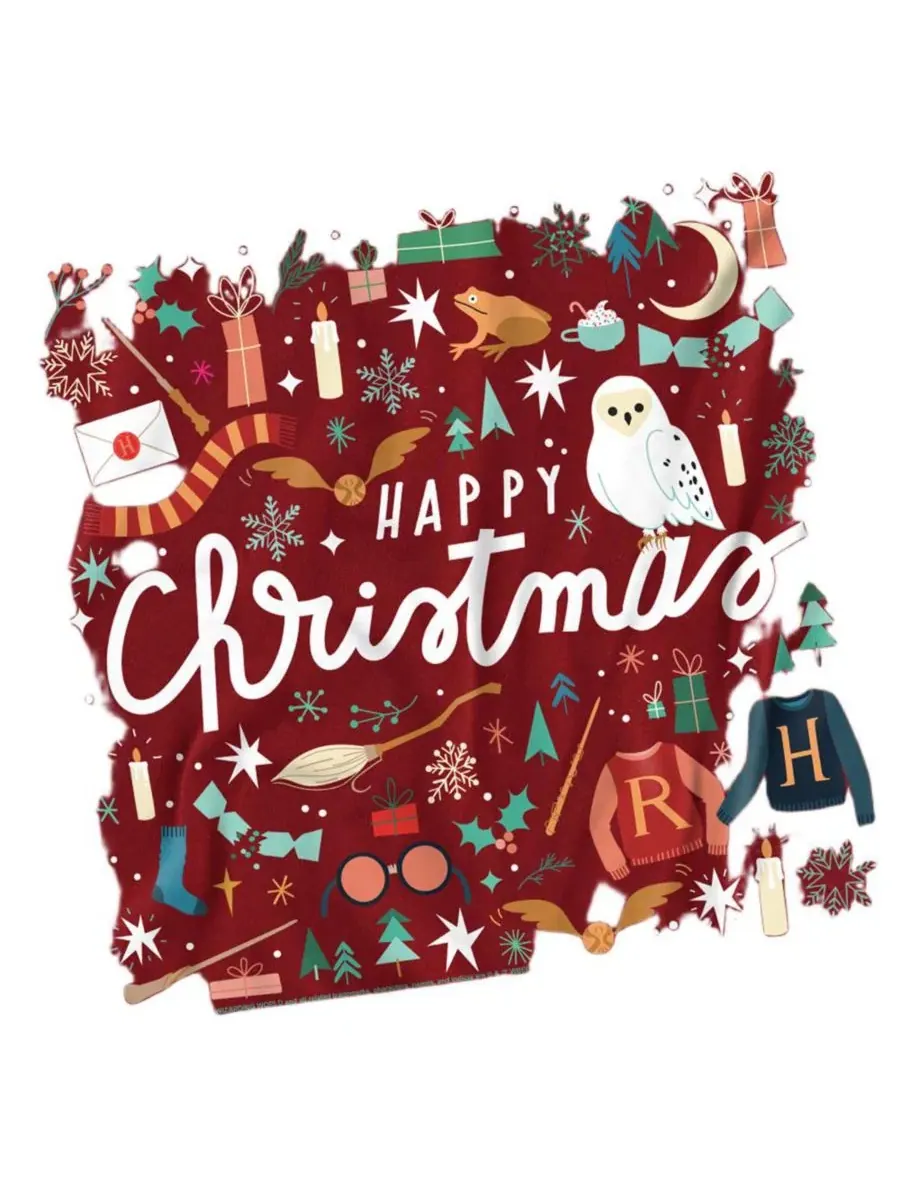 Футболка с принтом Happy Christmas, Hedwig — изображение 2 из 3, красный