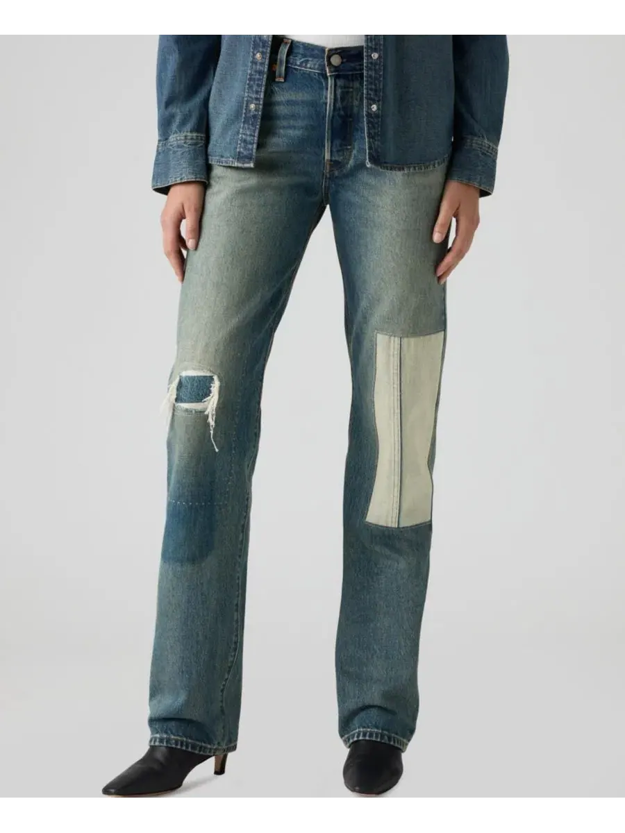 Джинсы прямого кроя с высокой талией, модель 501 90's Levi's — изображение 1 из 5, синий