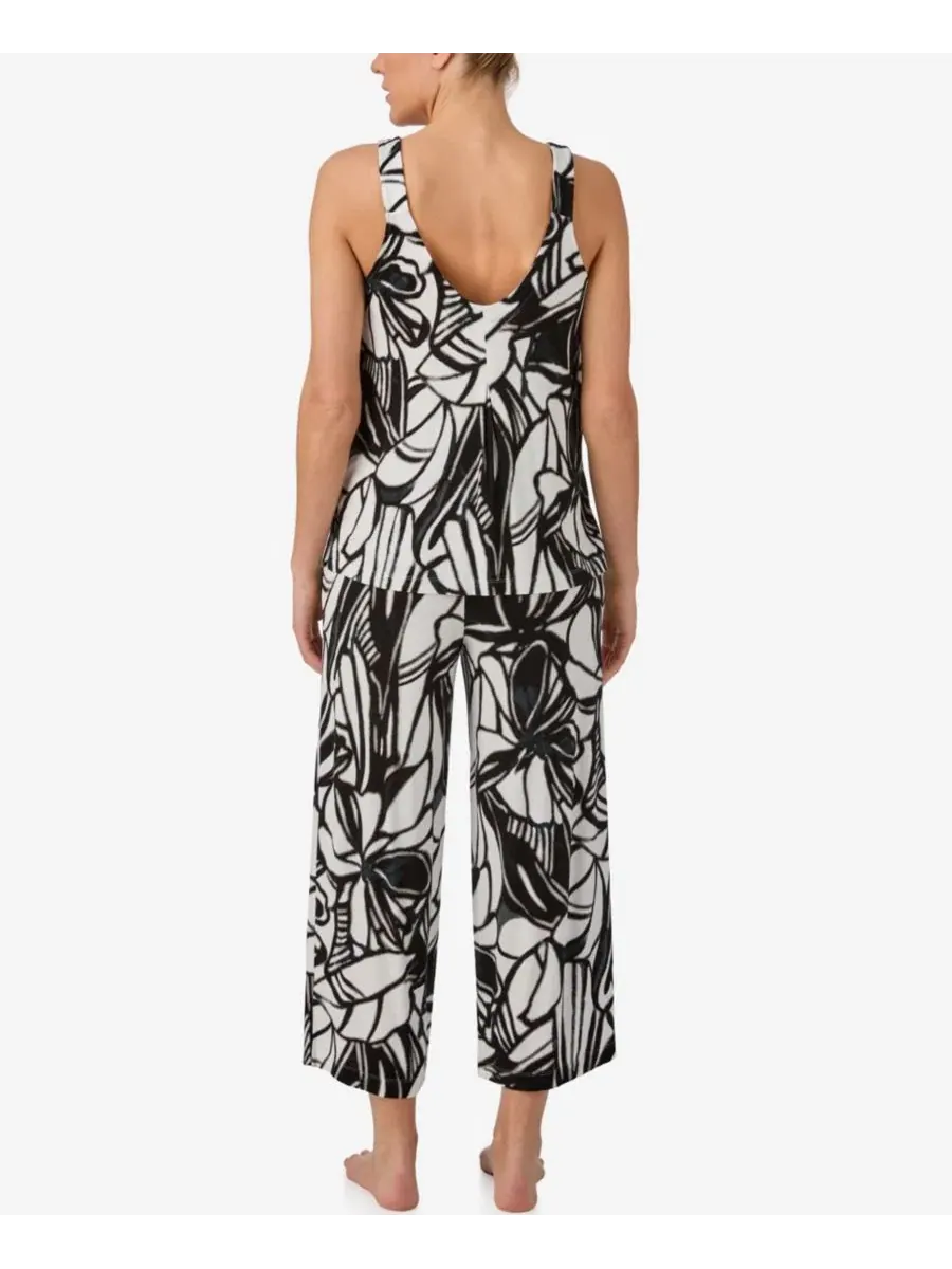 Комплект пижамы из вискозы с принтом Ikat Roses DKNY — изображение 3 из 3, черный