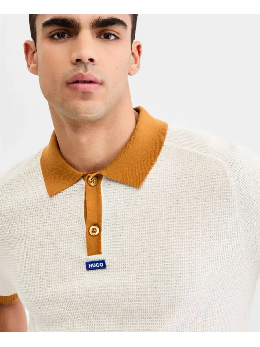 Поло с контрастной отделкой Siablo Polo Shirt Hugo Boss — изображение 4 из 4, белый