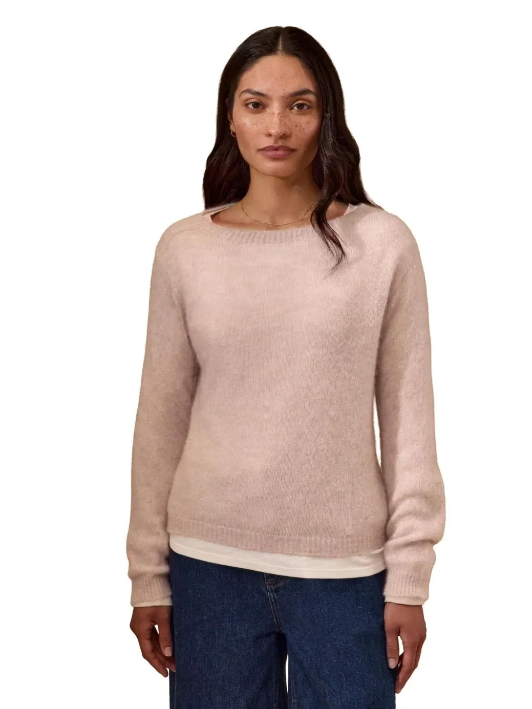 Свитер с открытым плетением Boat Neck Celtic & Co. — изображение 1 из 8, розовый