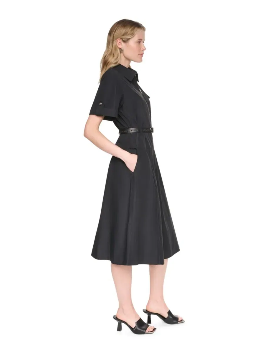 Платье миди с воротником и съемным поясом, модель DKNY — изображение 3 из 7, черный
