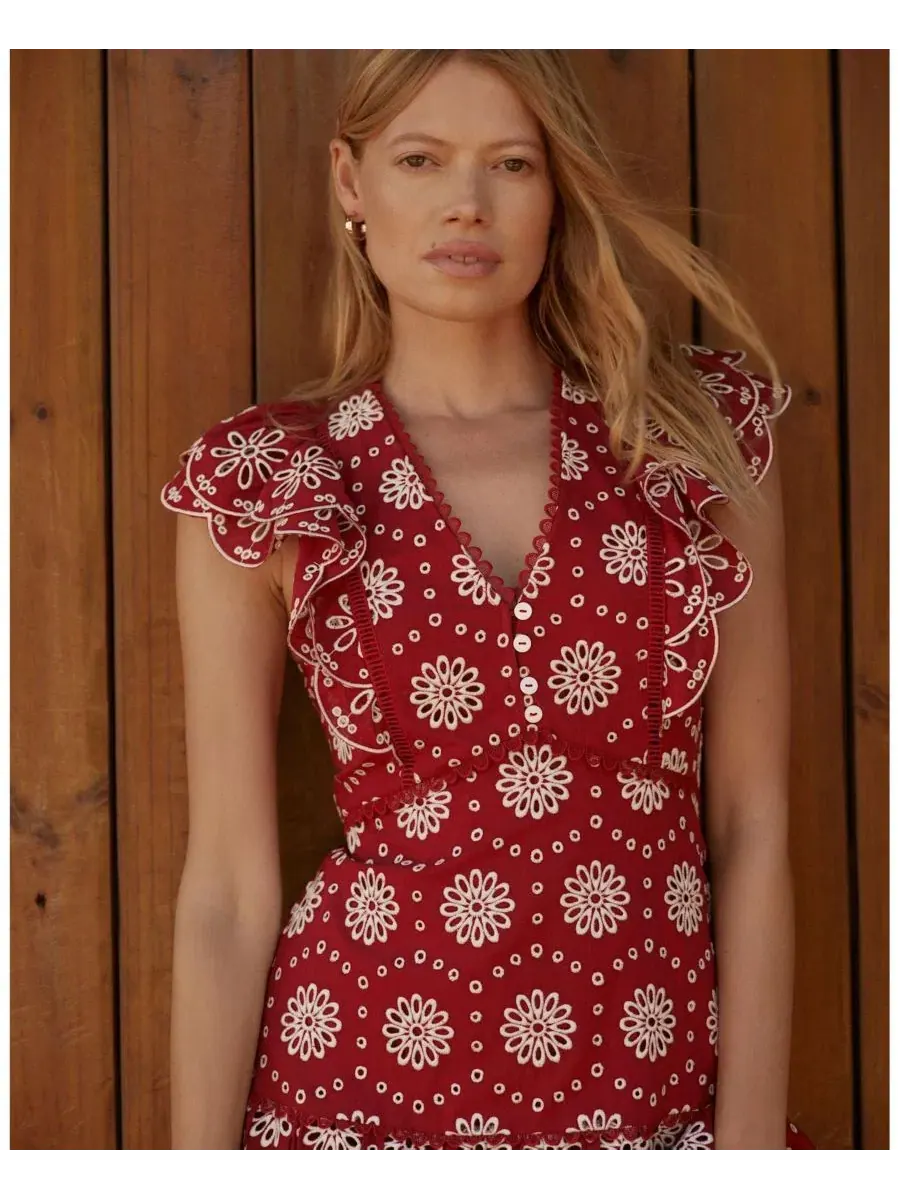 Платье миди с цветочным принтом, рюшами и заниженной талией, модель Floral-Print Ruffle Drop-Waist — изображение 4 из 7