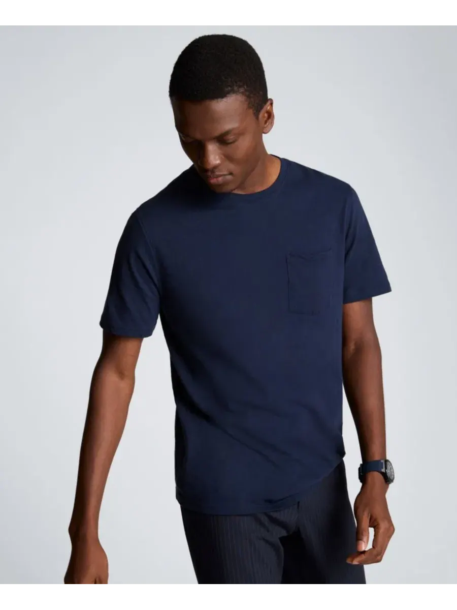 Футболка классического кроя с коротким рукавом и нагрудным карманом Kenneth Cole — изображение 2 из 4, темно-синий