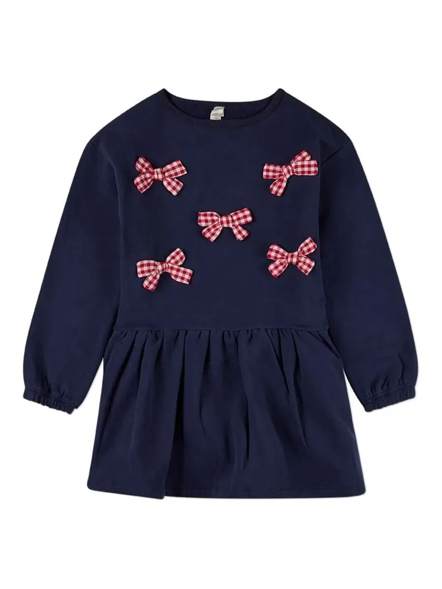 Детское платье-свитшот с бантами Gingham Bow MeMoi — изображение 1 из 3, красный