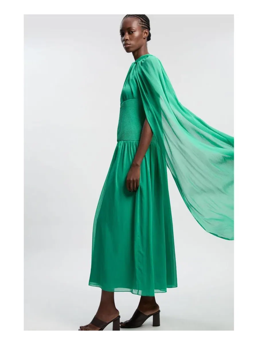 Платье макси с запахом на шее с капюшоном Karen Millen — изображение 4 из 4, зеленый