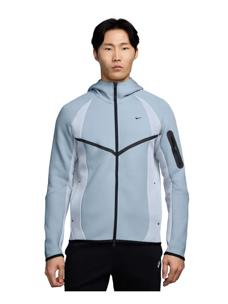 Флисовая кофта с капюшоном, цвет-блок, полная застежка-молния Nike — изображение 1 из 3