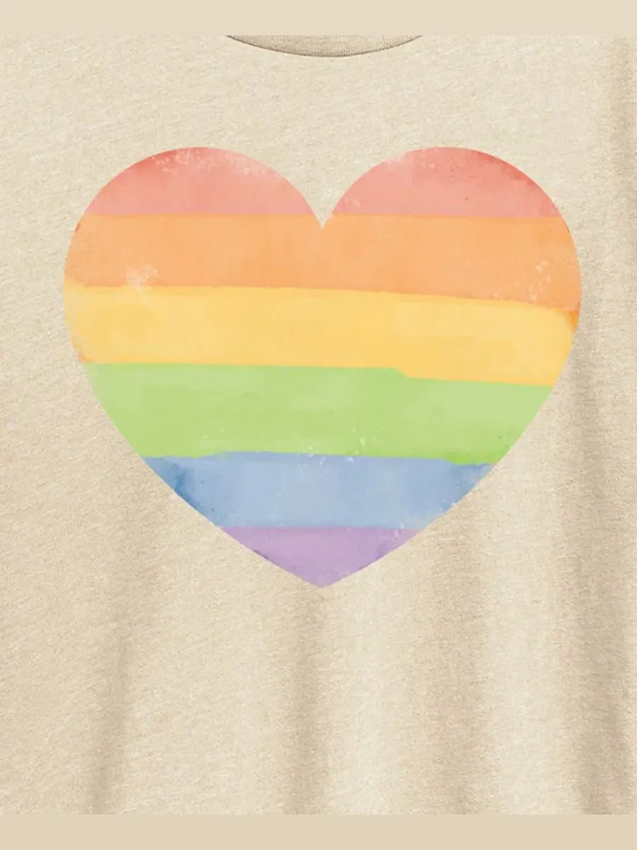 Футболка с коротким рукавом, с принтом, Instant Message Rainbow Heart Hybrid Apparel — изображение 3 из 3, березовый