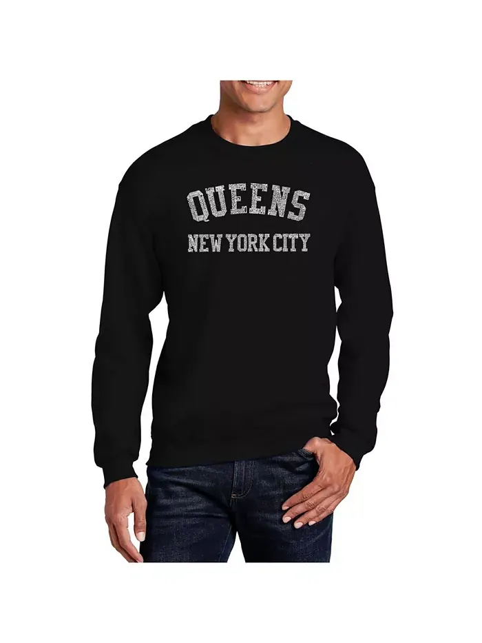 Мужская толстовка с круглым вырезом Word Art Popular Neighborhoods In Queens, New York LA Pop Art — изображение 1 из 2