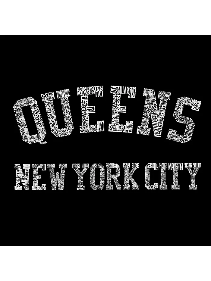 Мужская толстовка с круглым вырезом Word Art Popular Neighborhoods In Queens, New York LA Pop Art — изображение 2 из 2