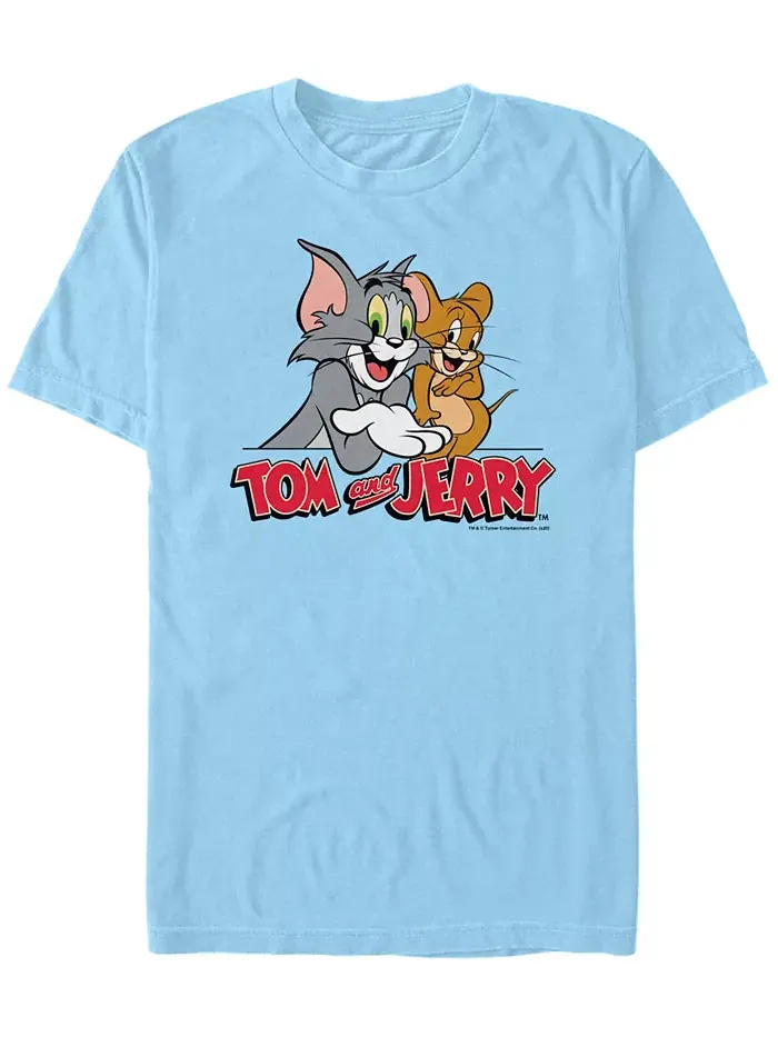 Мужская футболка с коротким рукавом Tom Jerry Simple Buds Fifth Sun — изображение 1 из 1, светлый синий