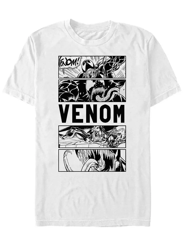 Мужская футболка с коротким рукавом из коллекции комиксов Marvel Venom Comic Panels Fifth Sun — изображение 1 из 1, белый