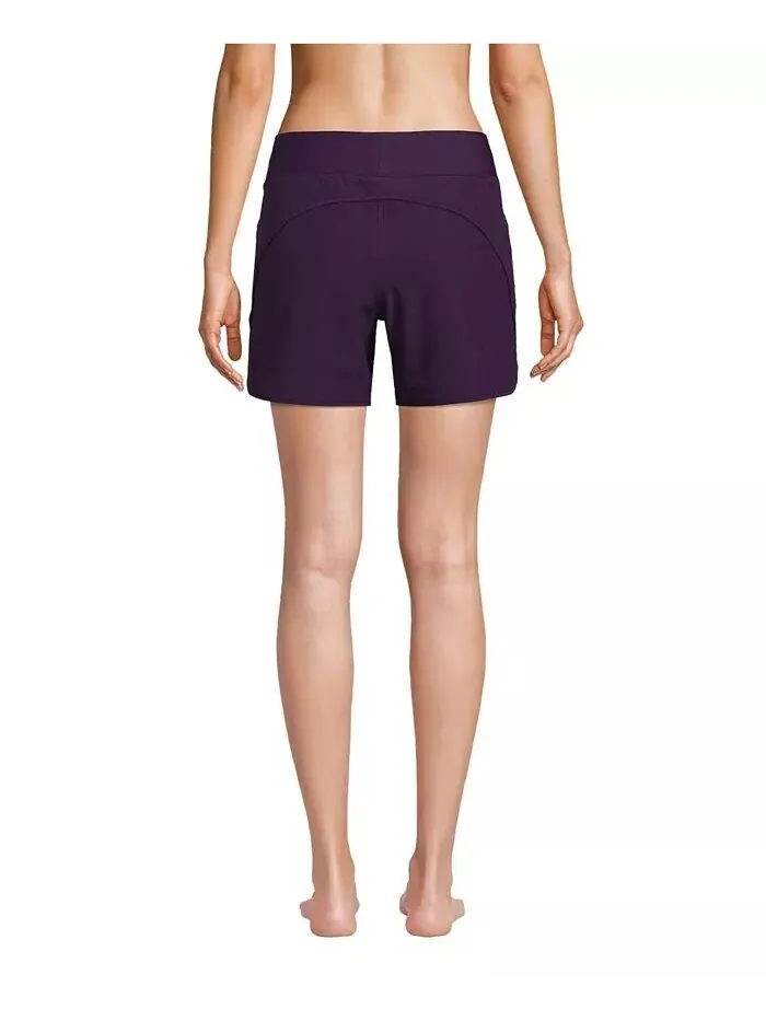 Женские шорты Curvy Fit 5" Quick Dry Board Shorts Плавки Шорты с трусиками Lands' End — изображение 2 из 5, черная смородина
