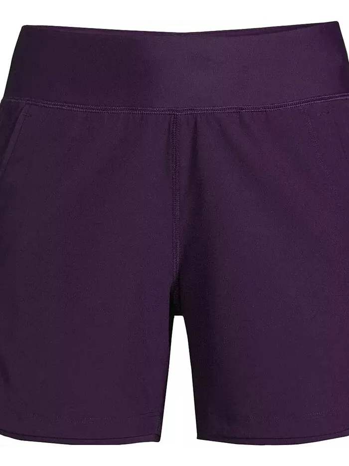 Женские шорты Curvy Fit 5" Quick Dry Board Shorts Плавки Шорты с трусиками Lands' End — изображение 4 из 5, черная смородина