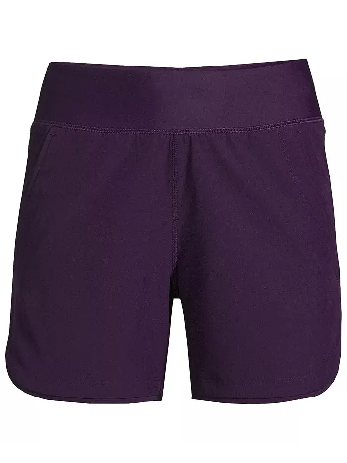 Женские шорты Curvy Fit 5" Quick Dry Board Shorts Плавки Шорты с трусиками Lands' End — изображение 5 из 5, черная смородина
