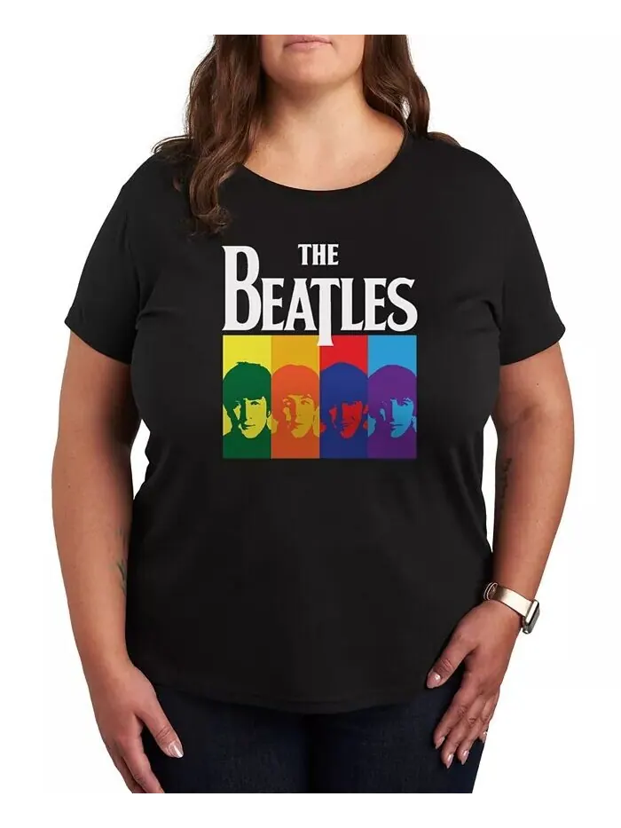 Модная футболка большого размера с графическим логотипом Beatles Hybrid Apparel — изображение 1 из 3, черный