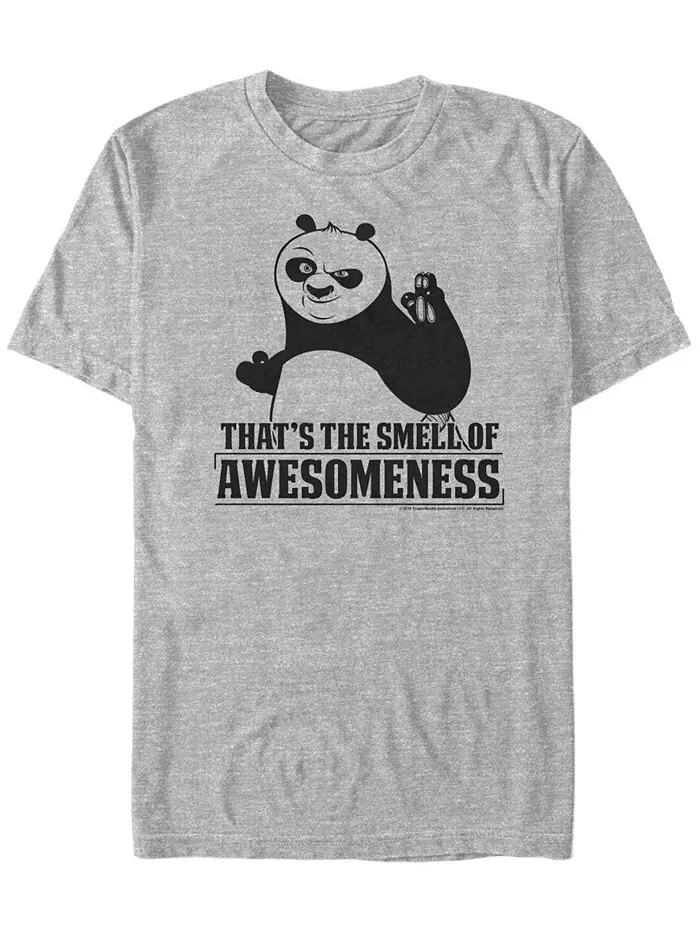 Мужская футболка с коротким рукавом Kung Fu Panda Po The Smell of Awesomeness Fifth Sun — изображение 1 из 1, серый