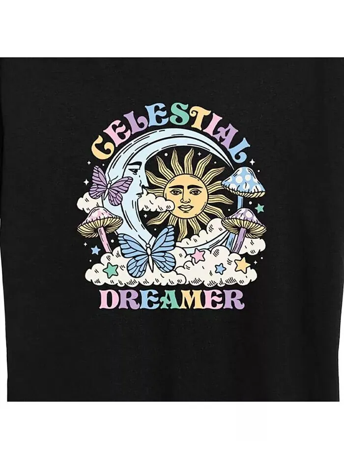 Модная футболка большого размера с рисунком Celestial Dreamer Hybrid Apparel — изображение 3 из 3, черный