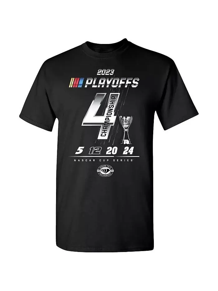 Мужская футболка Heather Charcoal 2023 NASCAR Cup Series Playoffs Championship Four Checkered Flag — изображение 2 из 3