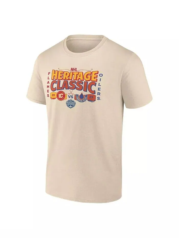 Мужская кремовая футболка NHL Heritage Classic Matchup 2023 Fanatics — изображение 2 из 3, бежевый