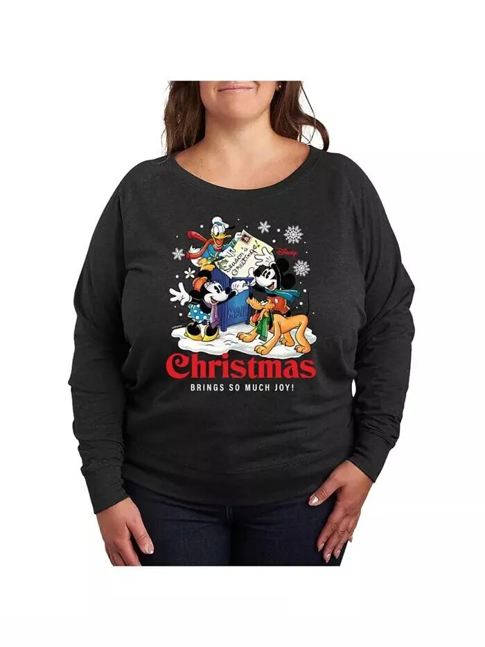 Футболка-пуловер с рождественской графикой Disney размера плюс Hybrid Apparel — изображение 1 из 3, серый