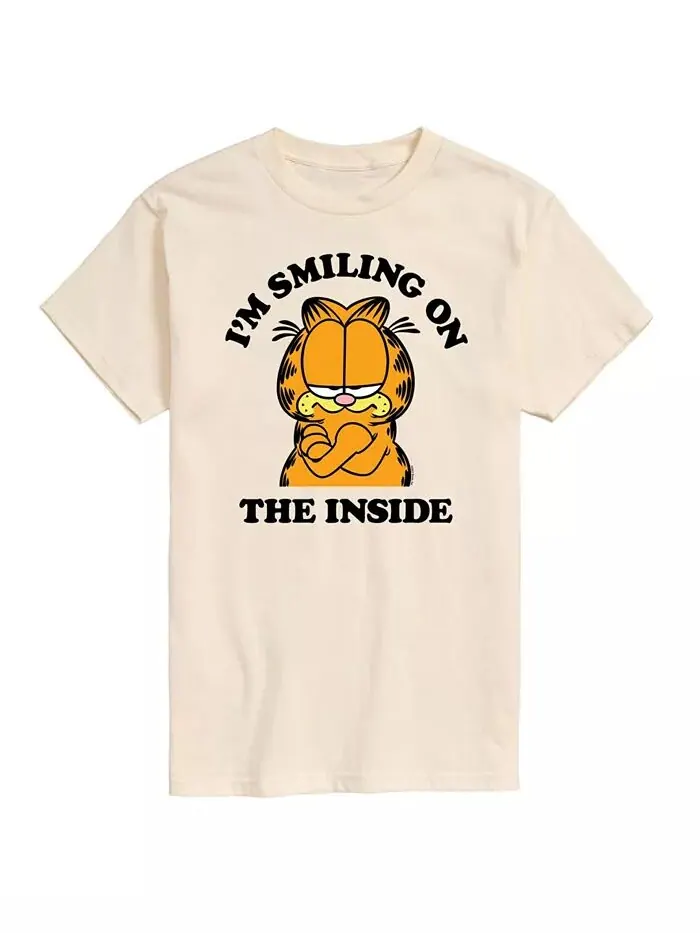 Мужская футболка с коротким рукавом от Hybrid Apparel Garfield Smiling AIRWAVES — изображение 1 из 5, бежевый