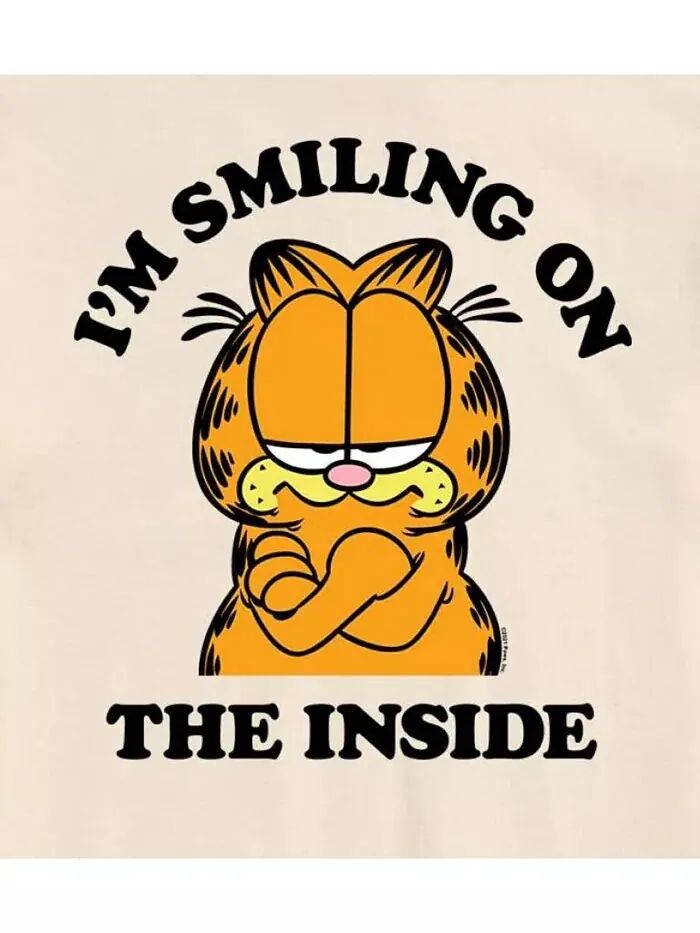 Мужская футболка с коротким рукавом от Hybrid Apparel Garfield Smiling AIRWAVES — изображение 3 из 5, бежевый