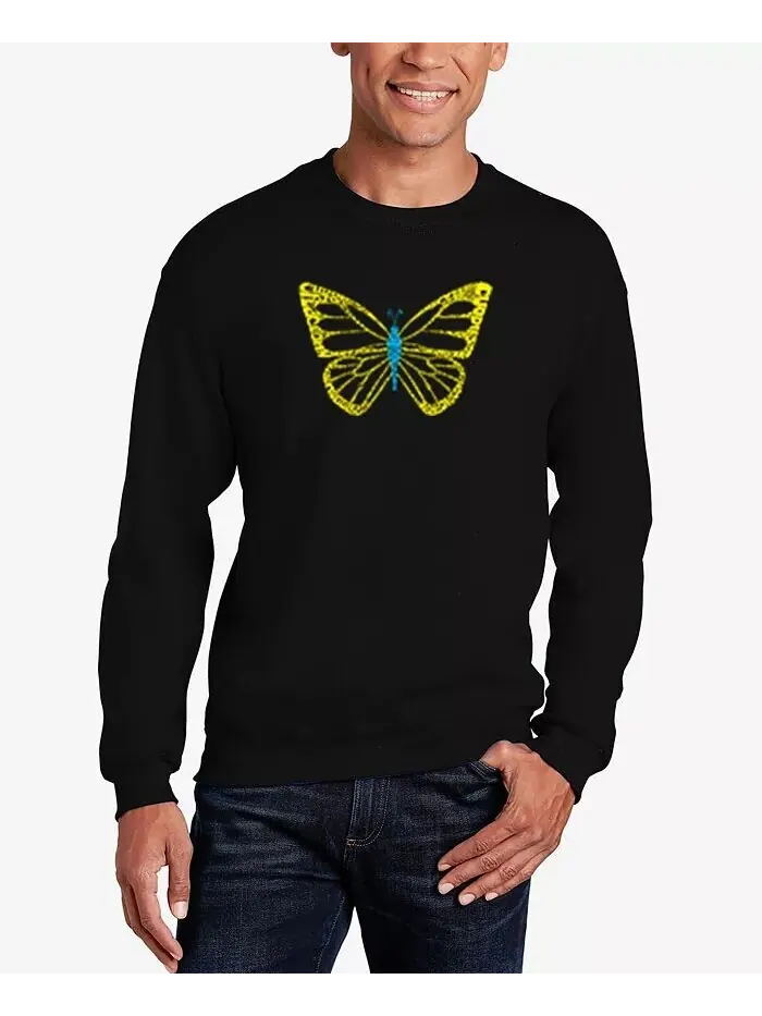 Мужская толстовка с круглым вырезом и надписью Butterfly Word Art LA Pop Art — изображение 1 из 3, черный