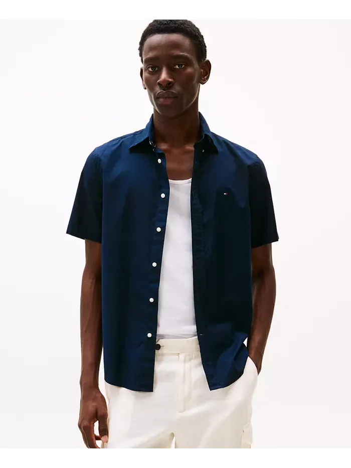Мужская рубашка с коротким рукавом Flex Poplin Regular Fit Tommy Hilfiger