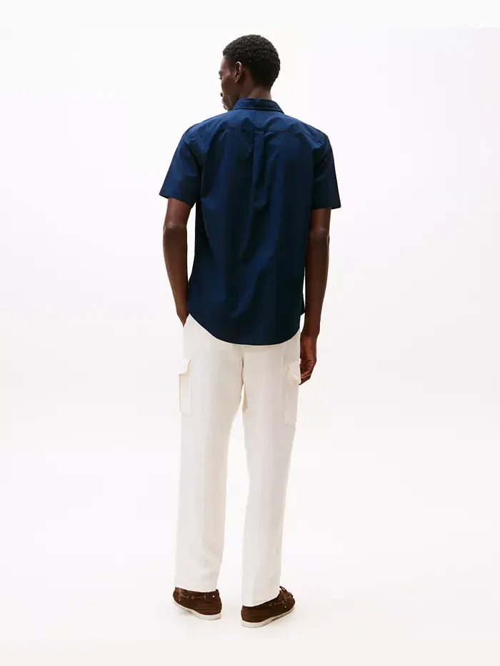 Мужская рубашка с коротким рукавом Flex Poplin Regular Fit Tommy Hilfiger — изображение 2 из 4, голубой