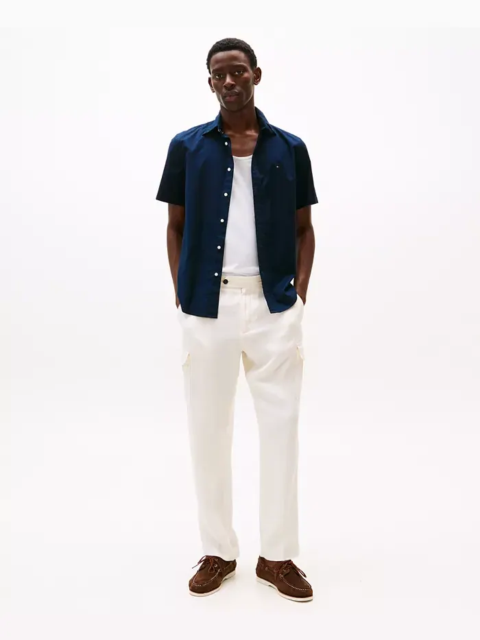 Мужская рубашка с коротким рукавом Flex Poplin Regular Fit Tommy Hilfiger — изображение 4 из 4, голубой