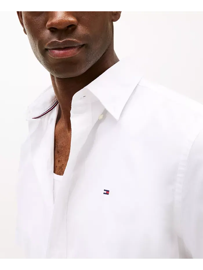 Мужская рубашка с коротким рукавом Flex Poplin Regular Fit Tommy Hilfiger — изображение 3 из 4, белый