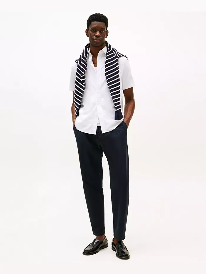 Мужская рубашка с коротким рукавом Flex Poplin Regular Fit Tommy Hilfiger — изображение 4 из 4, белый