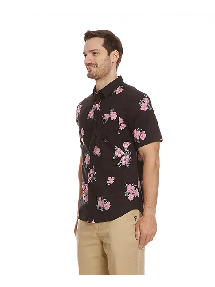 Мужская классическая рубашка Habitats Classic Woven Quiksilver — изображение 2 из 4, черный