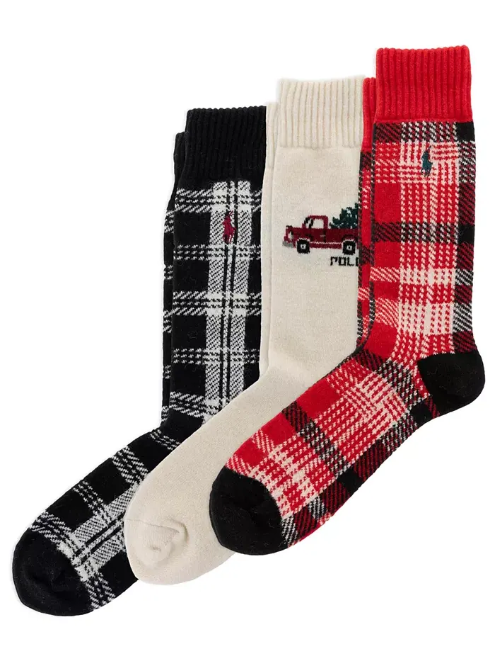 Мужской подарочный набор из 3 пар носков Truck Shirting Plaids Polo Ralph Lauren — изображение 1 из 6, красный