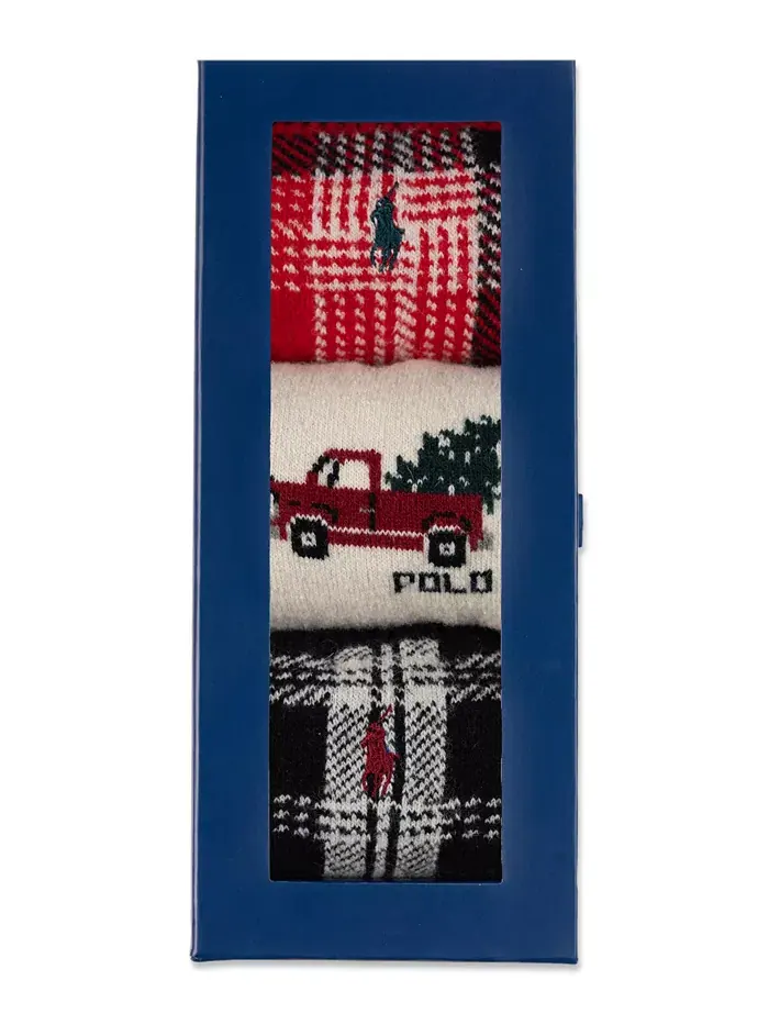 Мужской подарочный набор из 3 пар носков Truck Shirting Plaids Polo Ralph Lauren — изображение 3 из 6, красный
