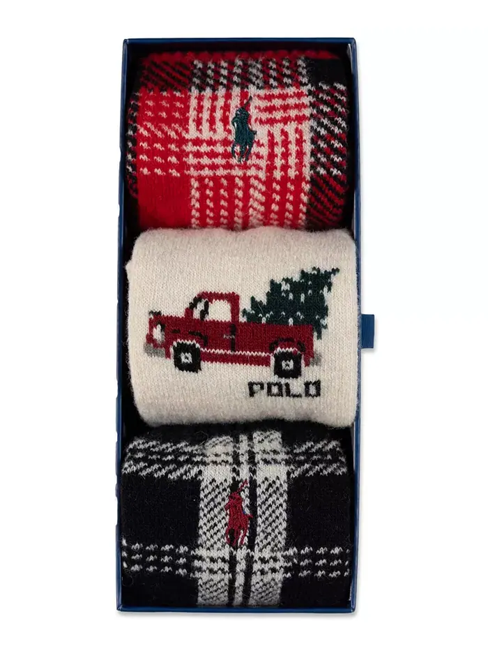 Мужской подарочный набор из 3 пар носков Truck Shirting Plaids Polo Ralph Lauren — изображение 4 из 6, красный