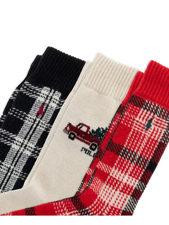 Мужской подарочный набор из 3 пар носков Truck Shirting Plaids Polo Ralph Lauren — изображение 6 из 6, красный