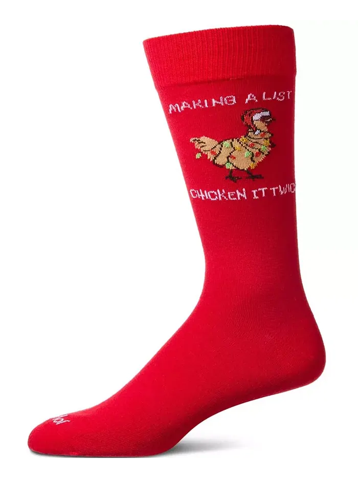 Мужские носки Chicken It Twice Crew Memoi — изображение 1 из 3, красный