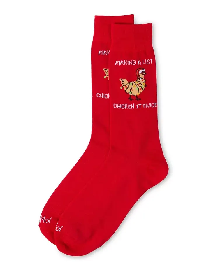 Мужские носки Chicken It Twice Crew Memoi — изображение 2 из 3, красный