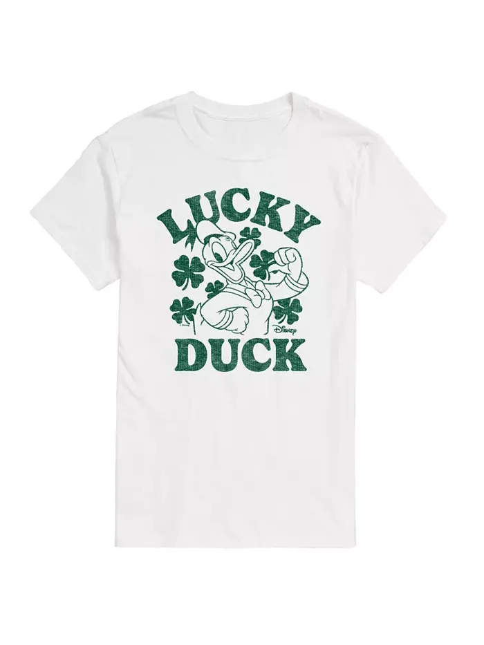 Мужская футболка Disney Donald Duck Lucky Duck с короткими рукавами Airwaves — изображение 1 из 3, белый