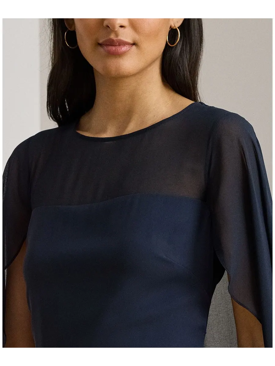 Платье из жоржета Lauren Ralph Lauren — изображение 2 из 3, темно-синий